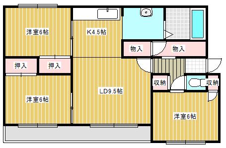 グリーンアベニュー(3LDK/3階)の間取り写真