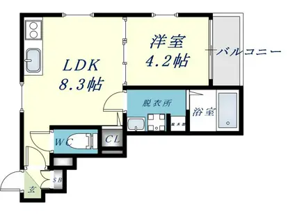 MUSES花園本町(1LDK/3階)の間取り写真