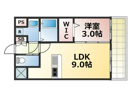 レオンコンフォート玉造(1LDK/8階)の間取り写真