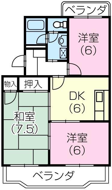 アドラシオン(3DK/3階)の間取り写真