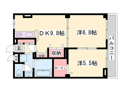 パークハイム弐番館(2DK/3階)の間取り写真