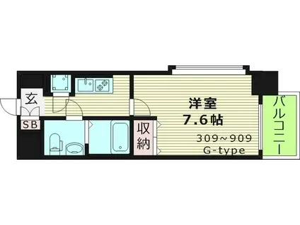レジュールアッシュ大阪城ノルド(1K/5階)の間取り写真