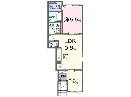 モナローム・シェリII(1LDK/1階)の間取り写真