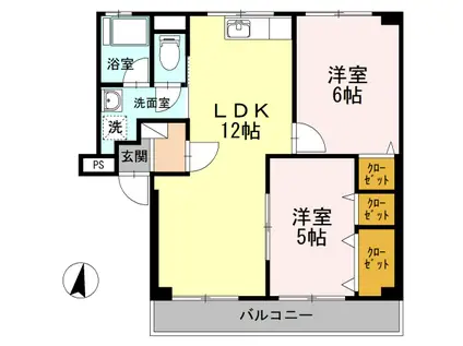 大林マンション(2LDK/2階)の間取り写真