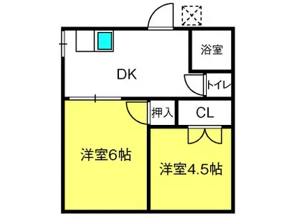 ひまわりハイツ(2DK/2階)の間取り写真