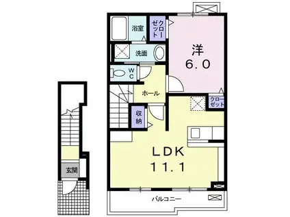 サンシャイン イレブン(1LDK/2階)の間取り写真