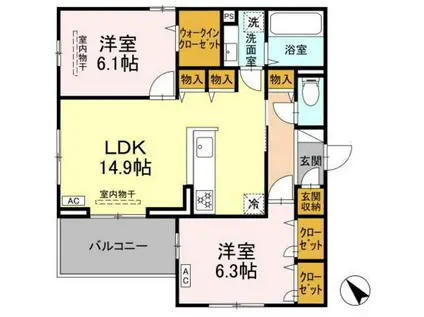 ルミエール高須(2LDK/2階)の間取り写真