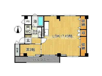 プルミエール松原B棟(1LDK/1階)の間取り写真