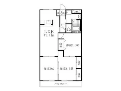 シャングリラ弐番館(3LDK/2階)の間取り写真