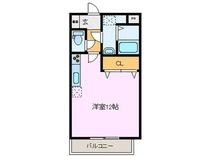 フラワーヒルズ(ワンルーム/2階)の間取り写真