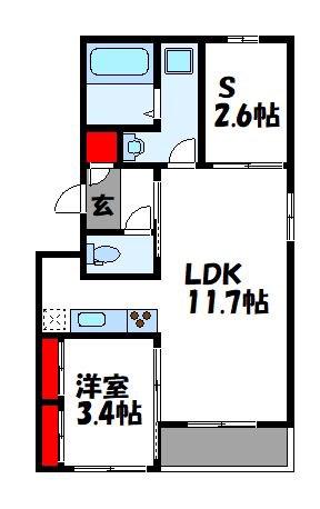 アルカディア須恵中央(1SLDK/2階)の間取り写真