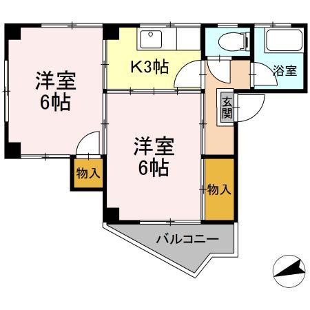 中迫ハイツ(2K/3階)の間取り写真