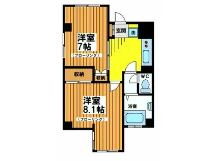 上北沢グリーンコーポ(2K/6階)の間取り写真