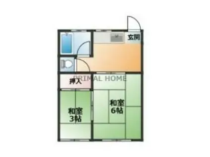 平和荘(2K/2階)の間取り写真