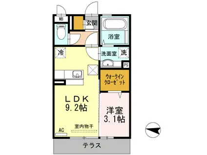 アザックけやき通(1LDK/1階)の間取り写真