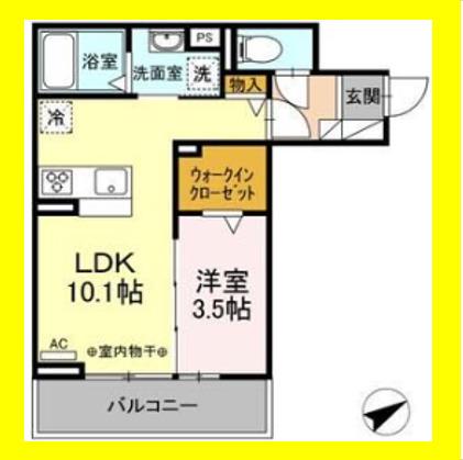 ブルーム(1LDK/2階)の間取り写真