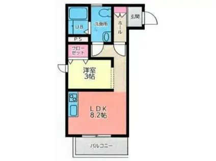 メリディアン迫壱番館(1LDK/3階)の間取り写真