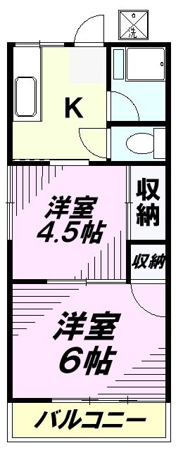 ホシノハイツ(2K/1階)の間取り写真