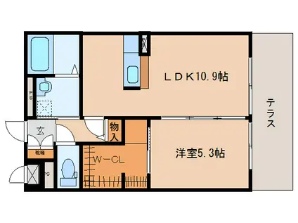 マーヴェラスビュー(1LDK/1階)の間取り写真