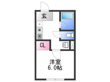 ルフトワン三葛(1K/2階)の間取り写真