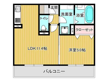 トリシア西原III(1LDK/3階)の間取り写真