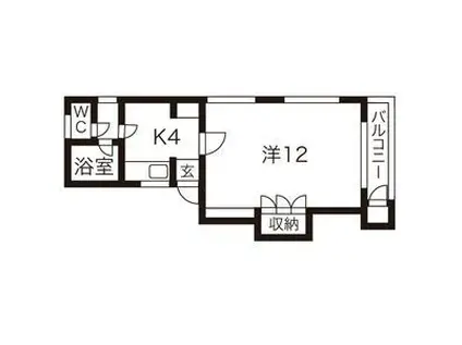 フレグランスB(1DK/1階)の間取り写真