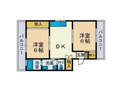 大六天マンション(2DK/2階)の間取り写真
