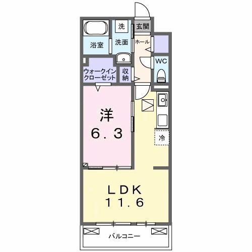 クラール 今泉(1LDK/2階)の間取り写真