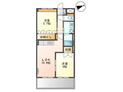 ハピネスコート(2LDK/1階)の間取り写真