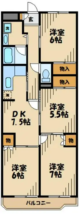 エクストール武蔵野台 4階階 間取り