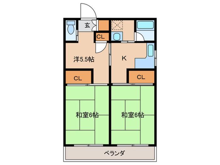 宮城荘(3K/2階)の間取り写真