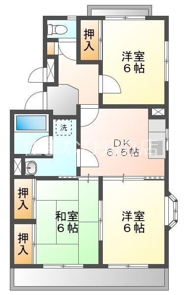シベール二番館(3DK/4階)の間取り写真