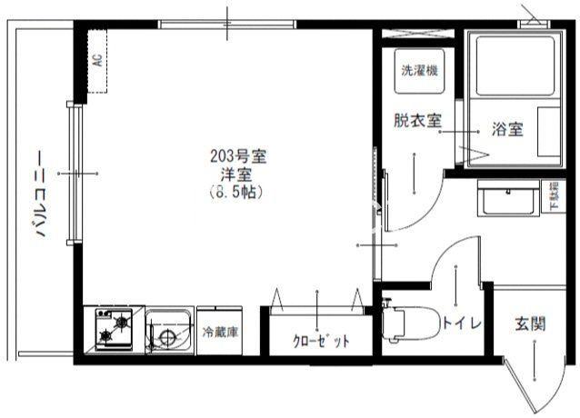 クラシア姉崎(1K/2階)の間取り写真