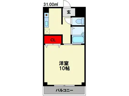 フローラル相田(1K/2階)の間取り写真