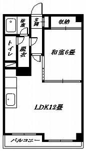 第1ニッケンハイツ(1LDK/6階)の間取り写真