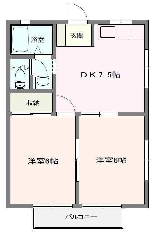 サンハイツC(2DK/2階)の間取り写真