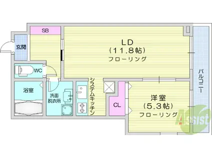 SーFORT泉中央(1LDK/2階)の間取り写真