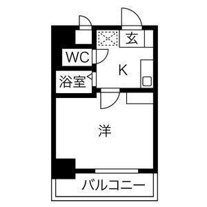 ヒルズ千種(1K/2階)の間取り写真