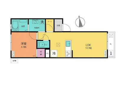 クレール友泉(1LDK/1階)の間取り写真