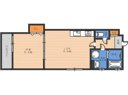 ラモーナ照ヶ丘II(1LDK/2階)の間取り写真