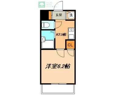 クレストヴィラ市川(1K/1階)の間取り写真