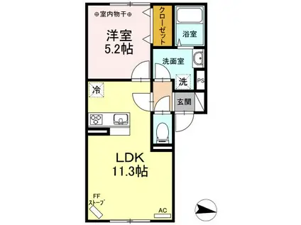 ルミエールN39 II(1LDK/1階)の間取り写真