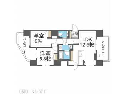 グランファーレ円山北レジェンドスクエア(2LDK/6階)の間取り写真