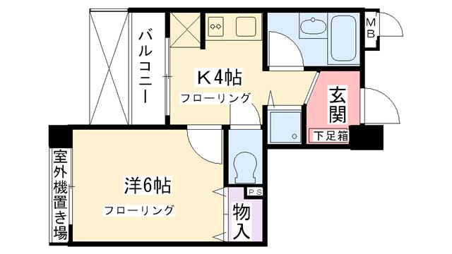 APRICITY西宮駅前(1K/5階)の間取り写真