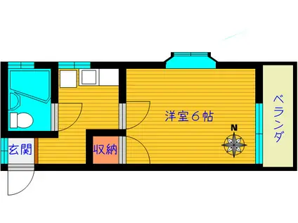 カーサスズキ(1K/2階)の間取り写真