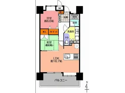 ポーラスター野中町(2LDK/4階)の間取り写真