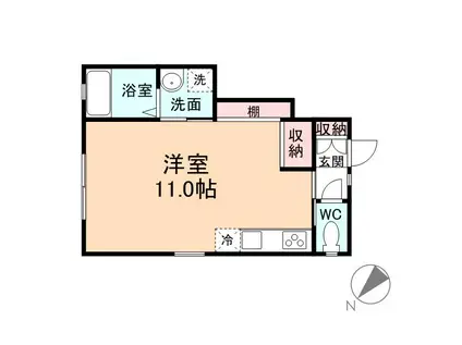 ABELIAII(ワンルーム/1階)の間取り写真