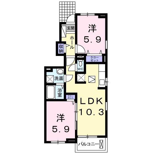 グラン メゾン高萩III(2LDK/1階)の間取り写真