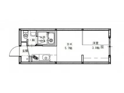 ニホコーポラスIII(ワンルーム/1階)の間取り写真