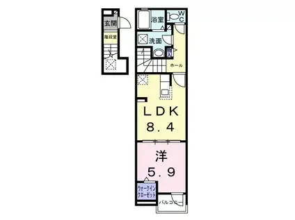 タウンハウス(1LDK/2階)の間取り写真